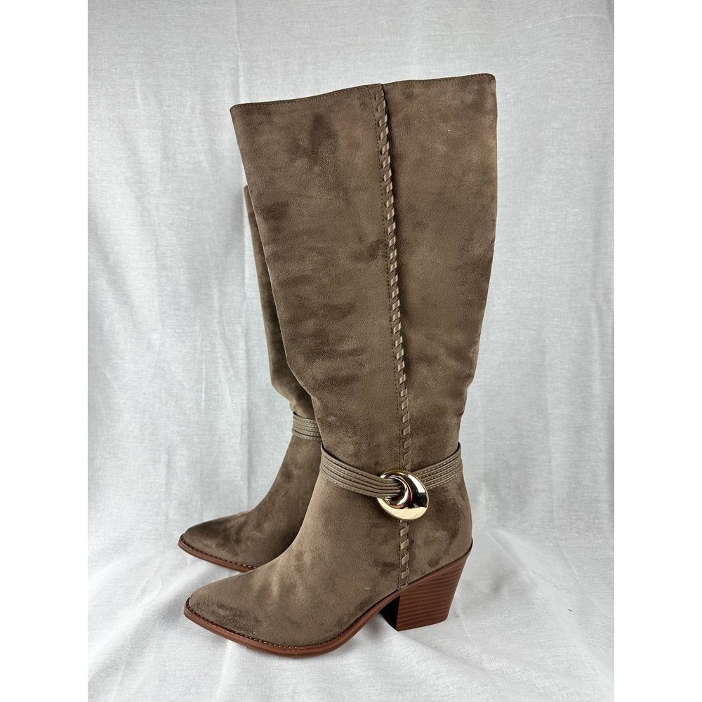 Universal Thread Women Taupe Brown Faux Suede Tall Wide Calf Boots 7.5‎ WC